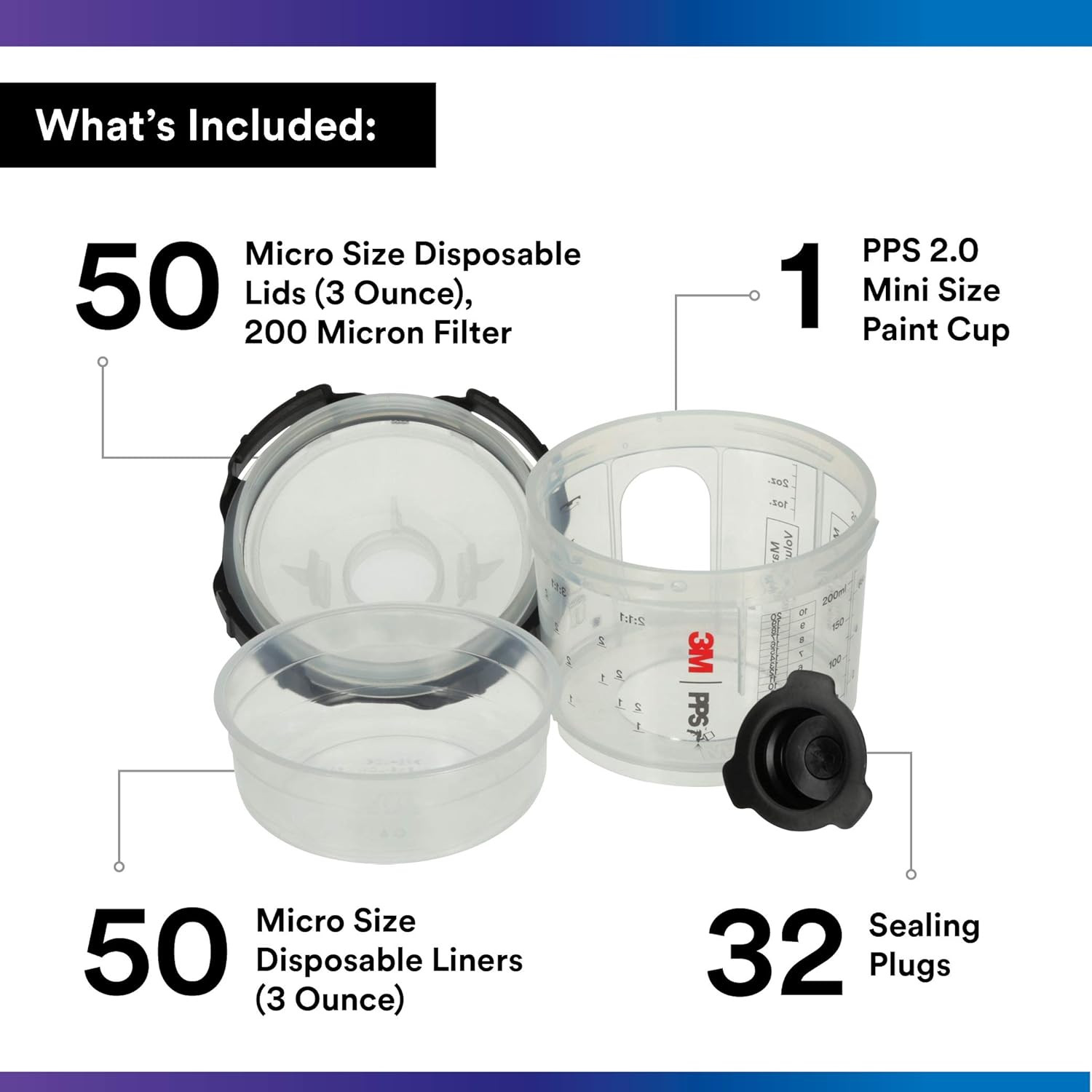 3M 26028 PPS 2.0 Spray Cup System Kit, Micro (3 fl oz, 90 mL) 200u Micron Filter