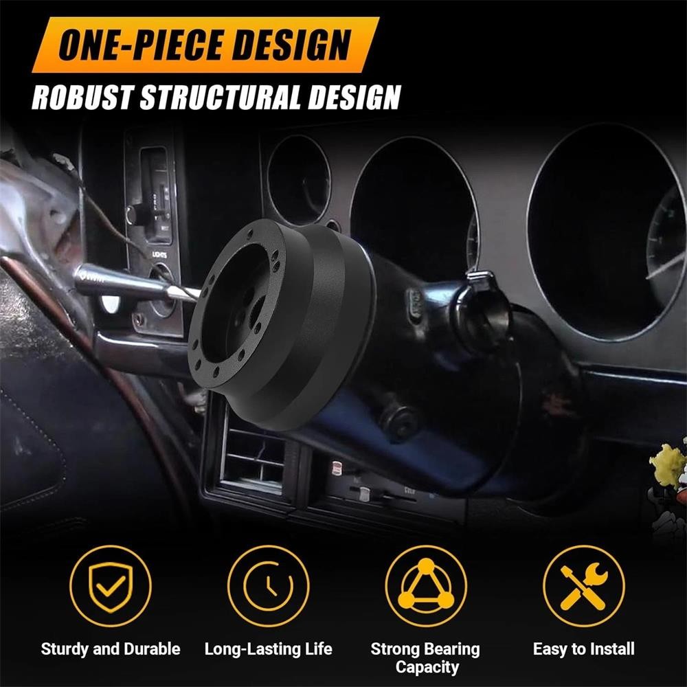 5 & 6 Hole Steering Wheel Black Hub Adapter ( Flaming River, Ididit, GM, Chevy)