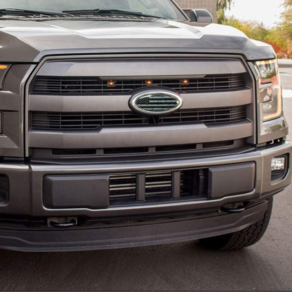 7in Gray Black Oval Emblem Compatible with F-Series Trucks Front Grille Tailgate
