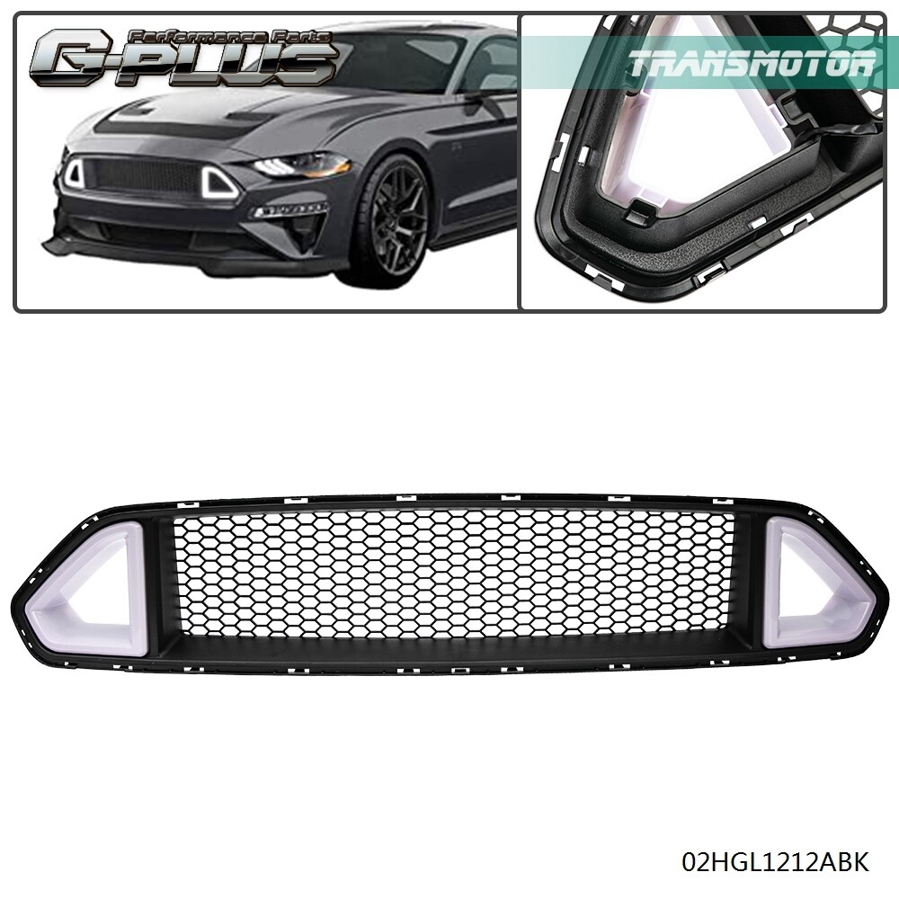 Fit For 18-21 Ford Mustang Upper Grille W/DRL Yellow Turn Signal White LED Light