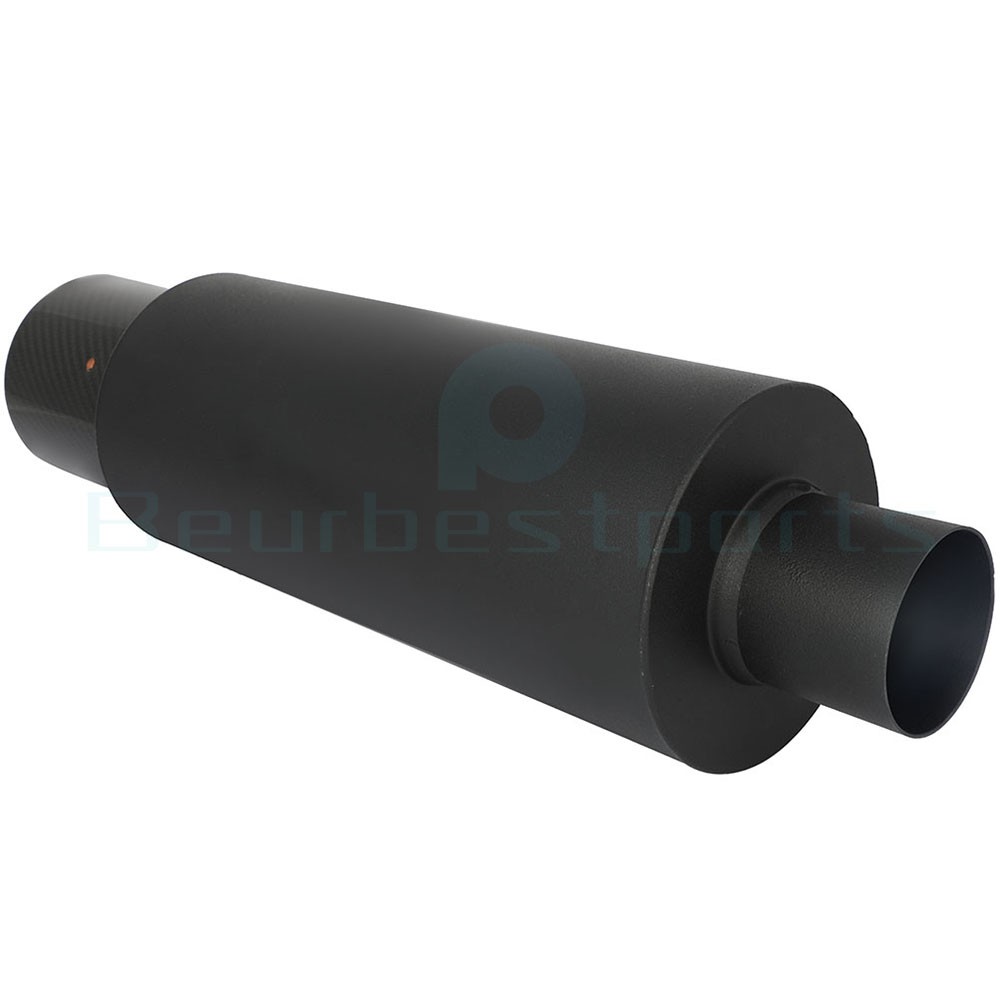 4″ N1 Carbon Tip Black Stainless Weld-On Exhaust Muffler 2.5″ Inlet Universal