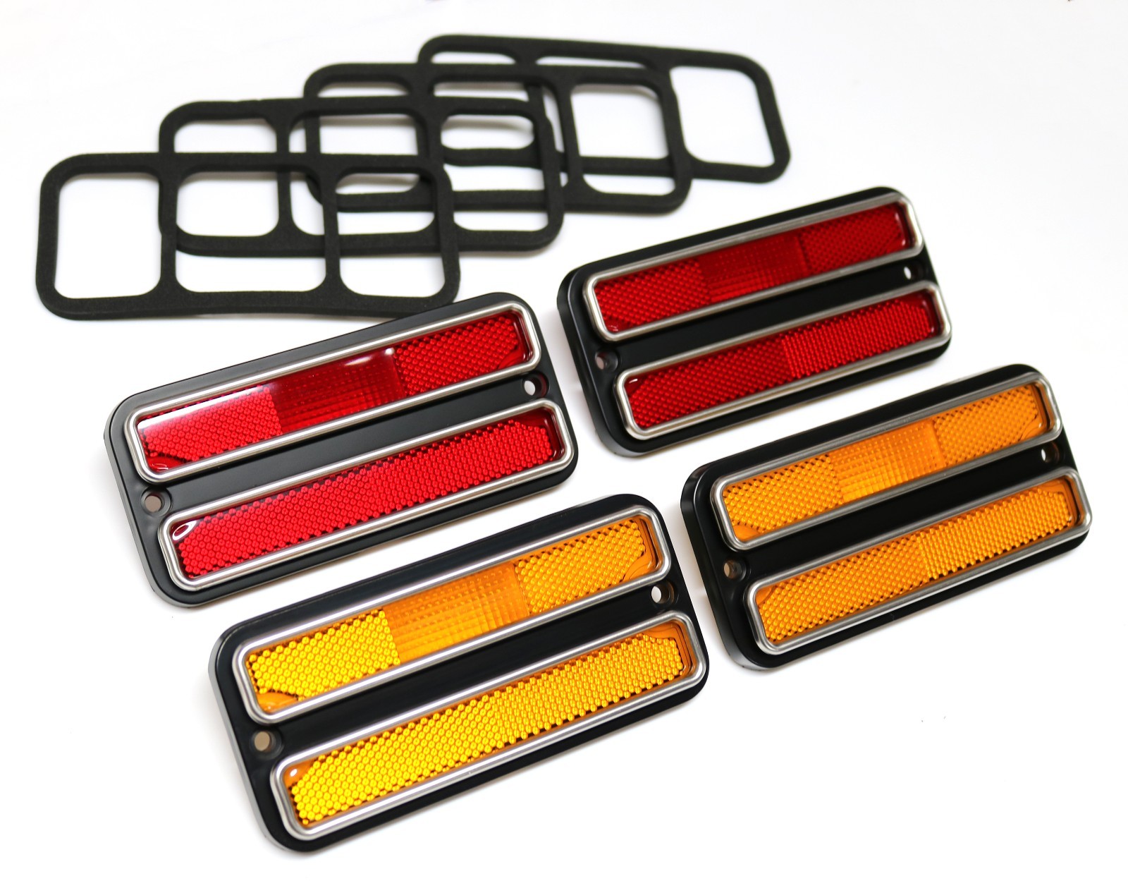 Deluxe 4-Pc Side Marker Light Set w/Chrome Trim For 1968-72 Chevy GMC C/K Truck