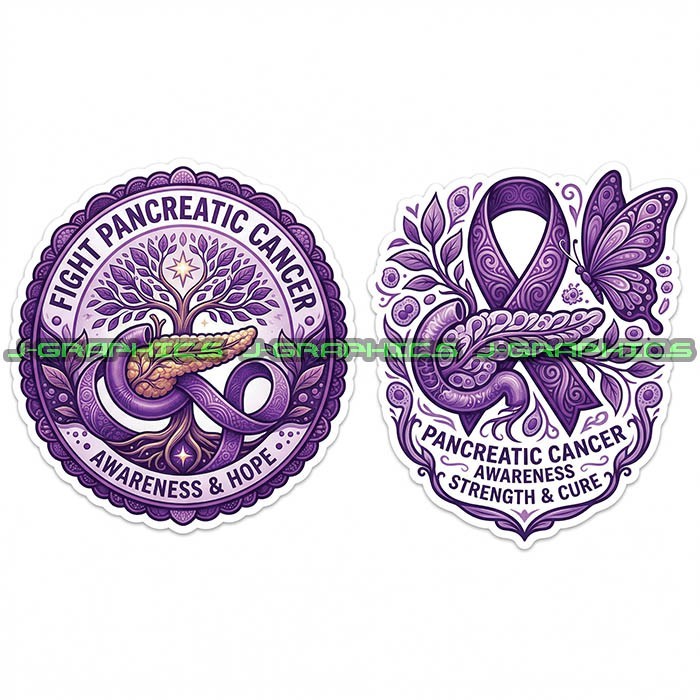 Pancreatic Cancer Awareness Ribbon Strong Vinyl Decal Sticker 2 Pack A