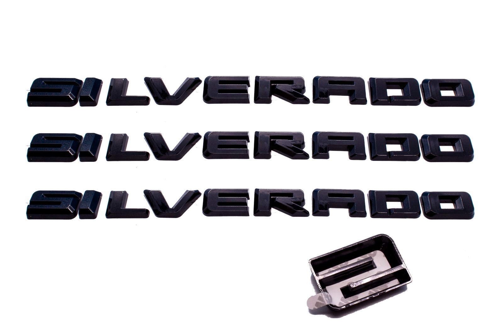 Fit 2019-2025 Gloss Black Silverado LTZ LT Emblem Nameplate Badge Kit Overlay