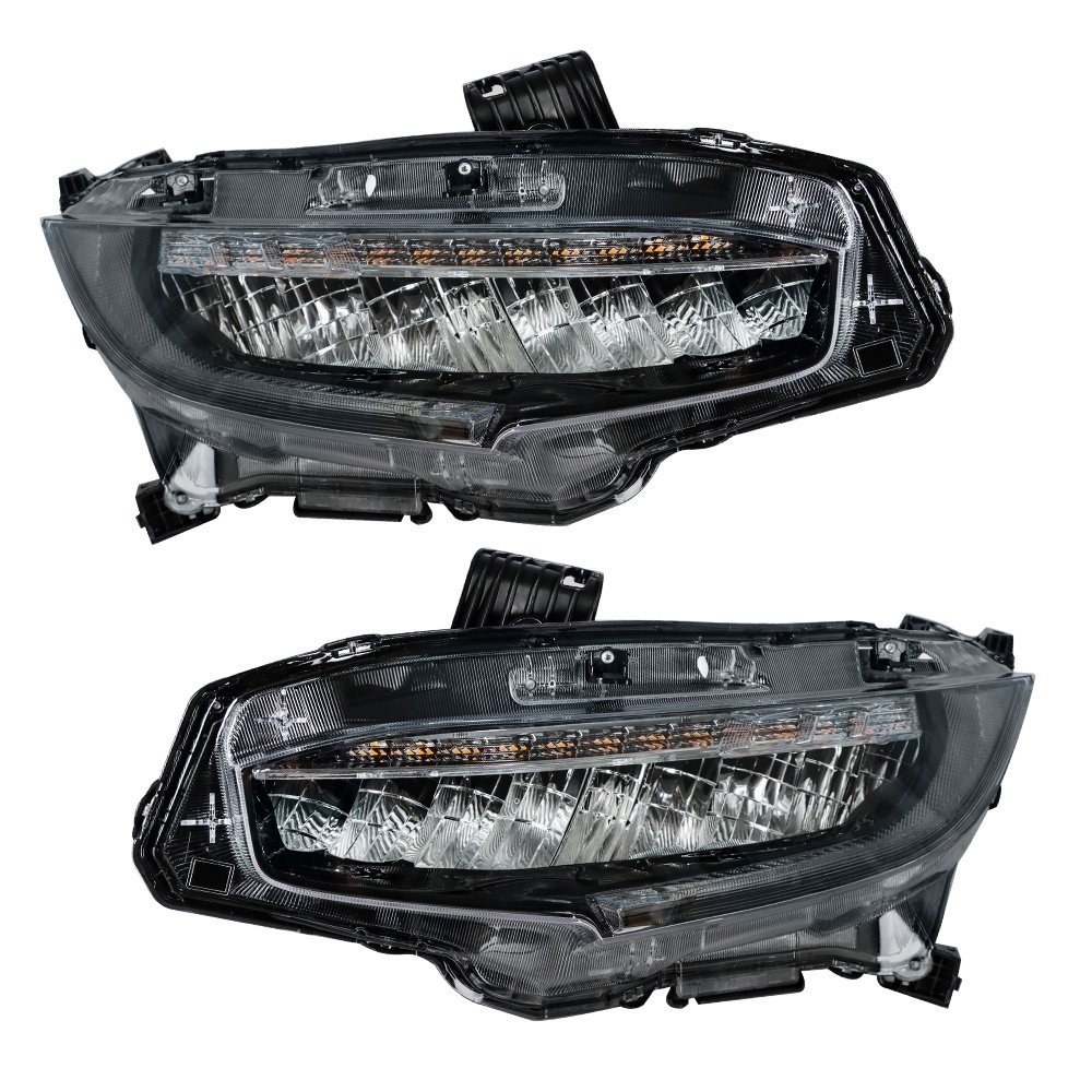 Labwork Right+Left Headlights For 2016-2021 Honda Civic Full LED DRL Clear Lens