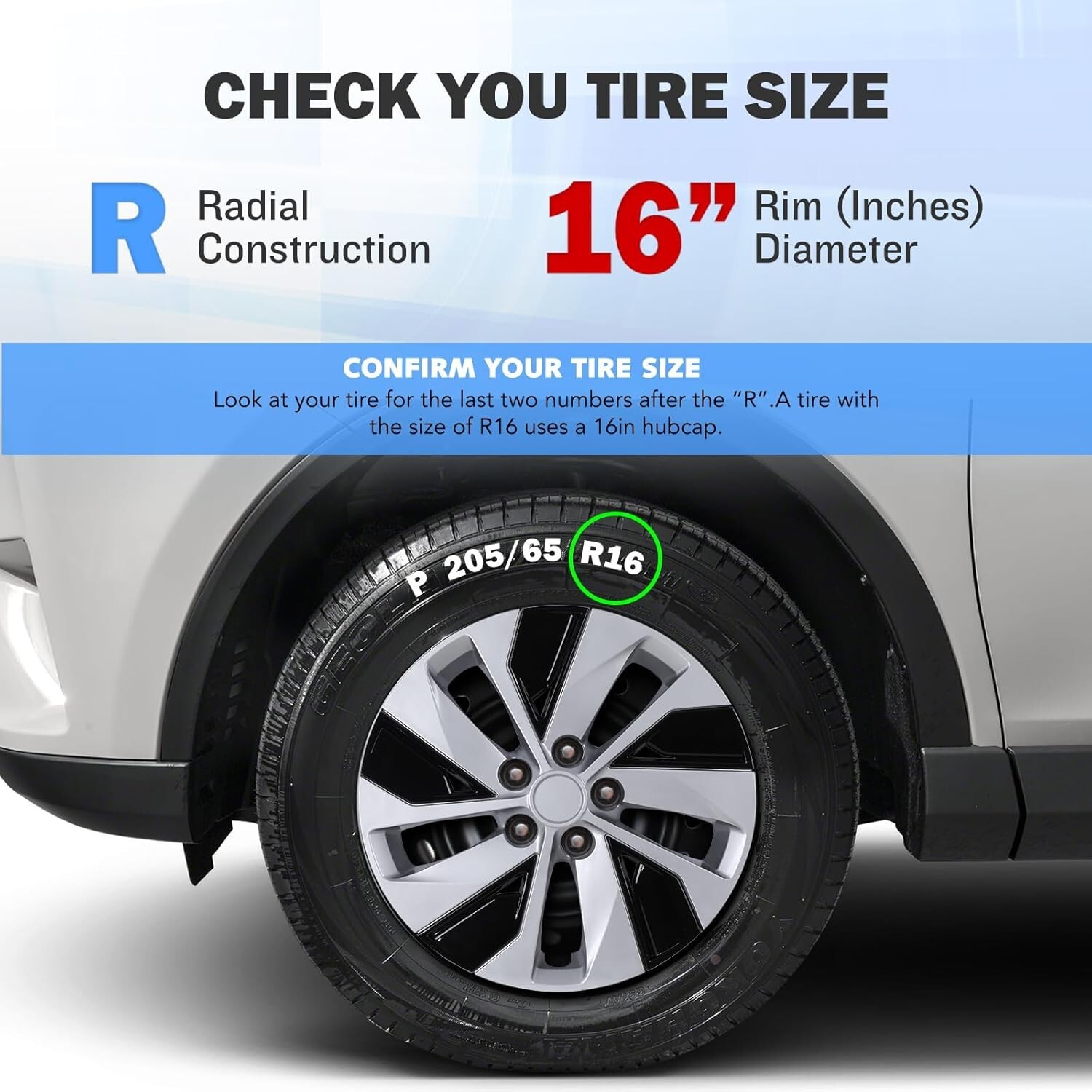 Hubcaps 16” 4-Pack Wheel Covers Full Rim Snap On for 2019-2023 Nissan Altima