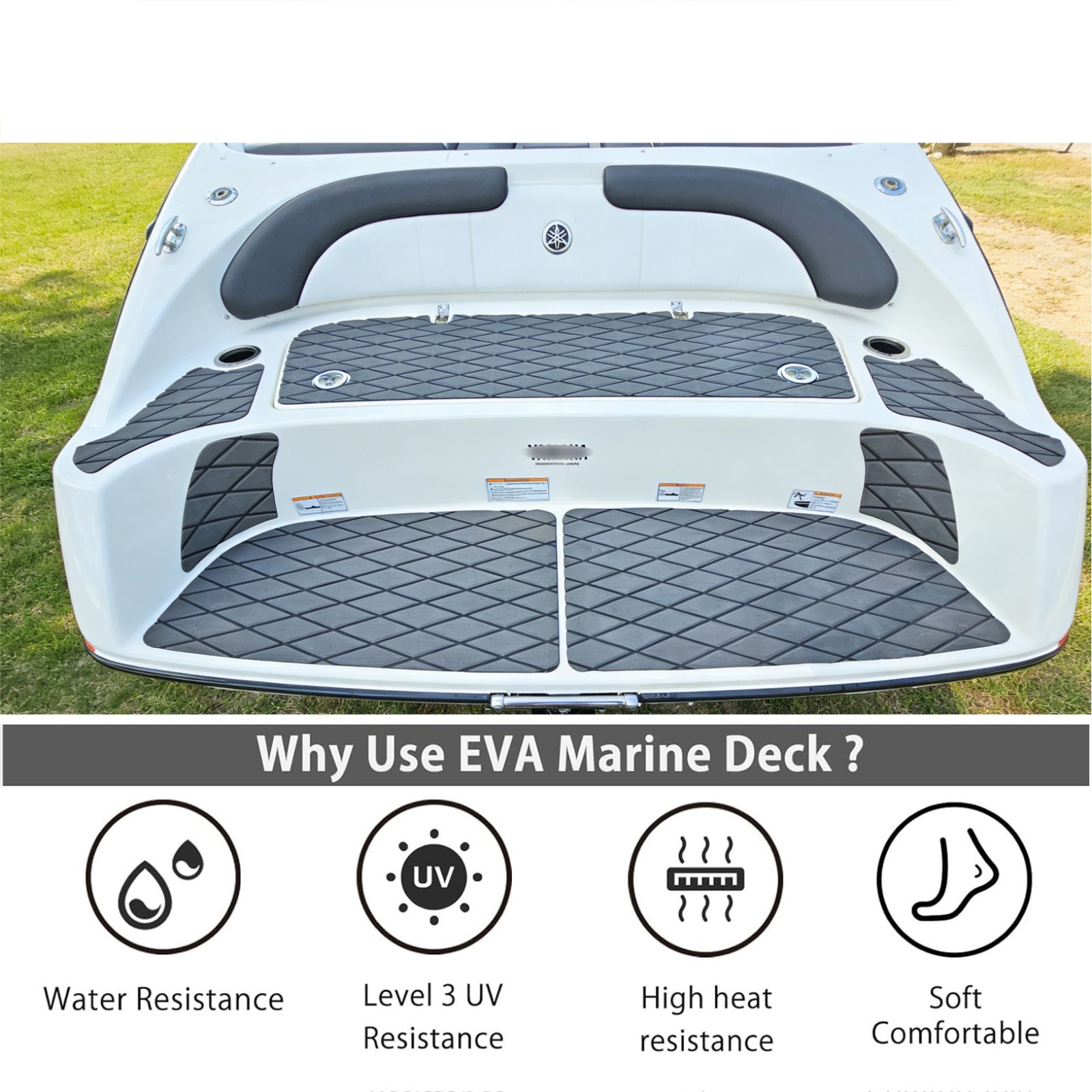 EVA Boat Decking Foam Sheet , Marine Flooring for Jon Tracker Boat 95″ Dark Gray