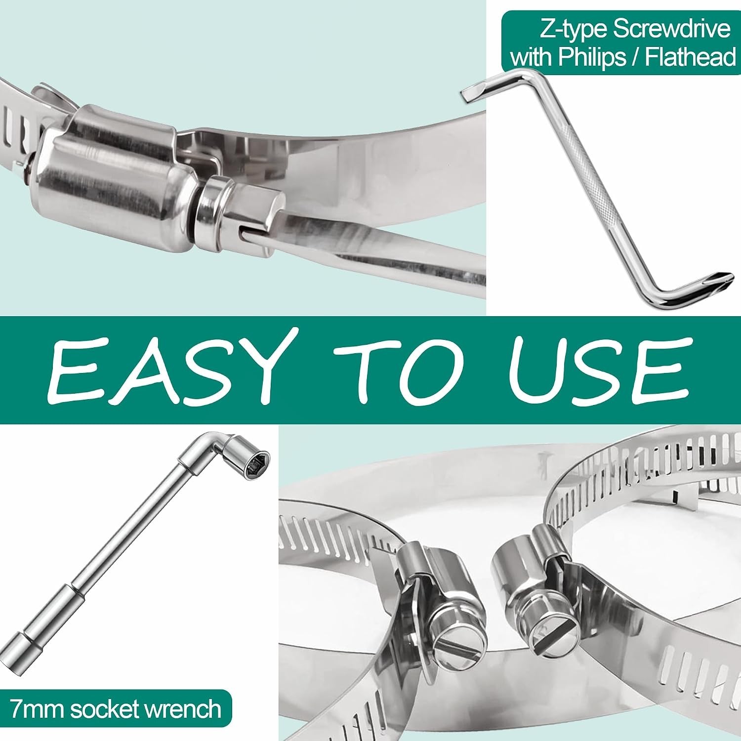 Comprehensive 222 PCS 304 Stainless Steel Hose Clamps with Screwdrivers Included