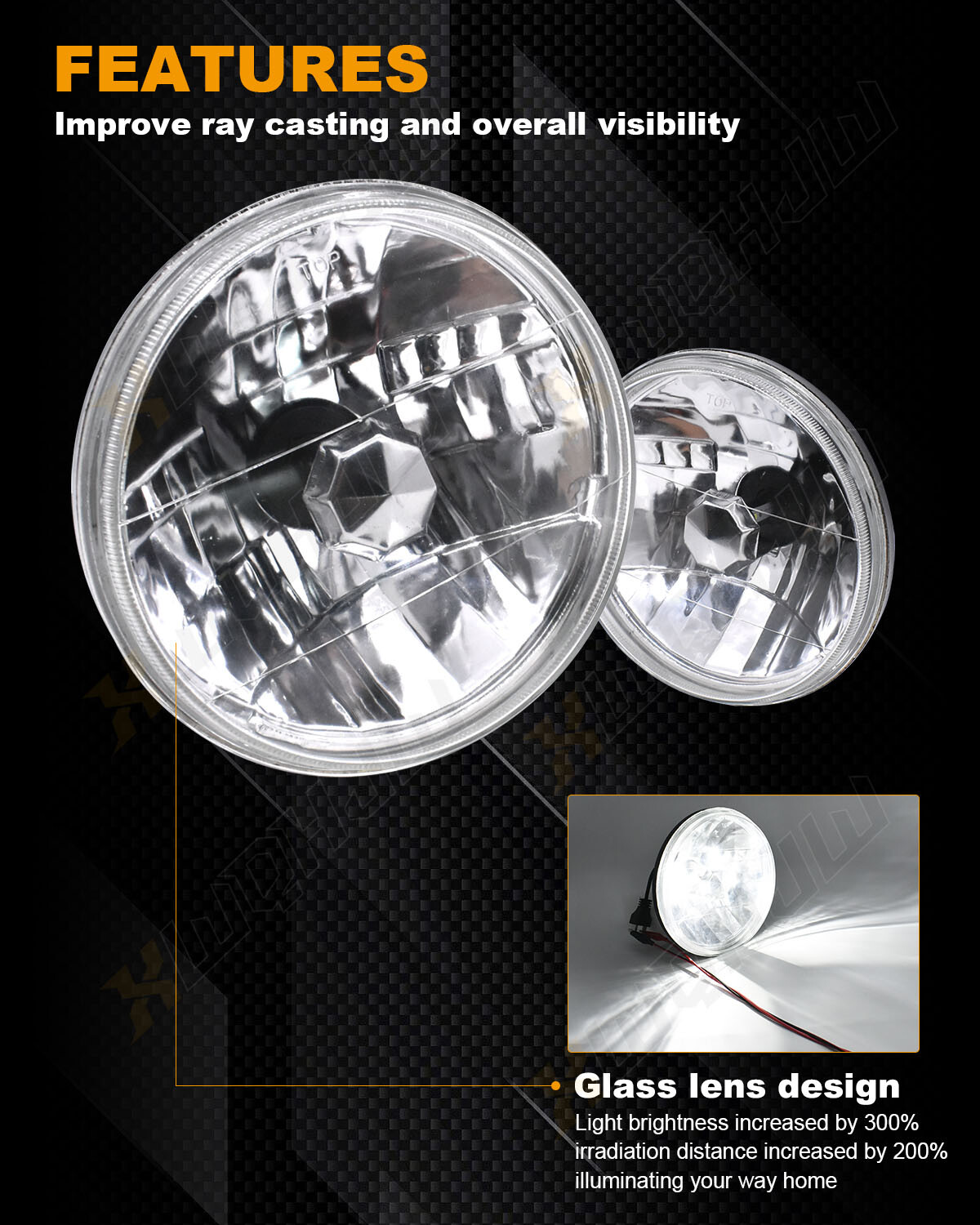 Pair 7Inch LED Headlight Halo Angle Eye High+Low For Jeep Wrangler JK TJ CJ LJ