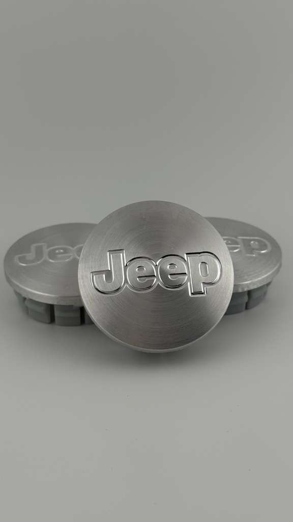 JEEP SET OF 4 Brushed Silver 55mm/2.16in Wheel Center Caps