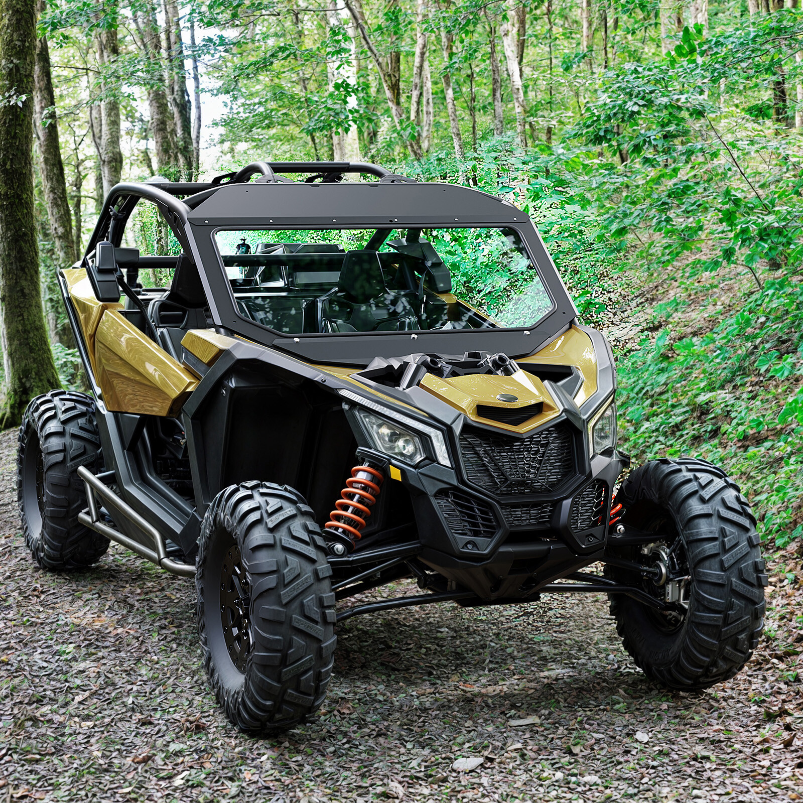 HECASA Glass Windshield Black Full Size For Can Am Maverick X3 UV Protect
