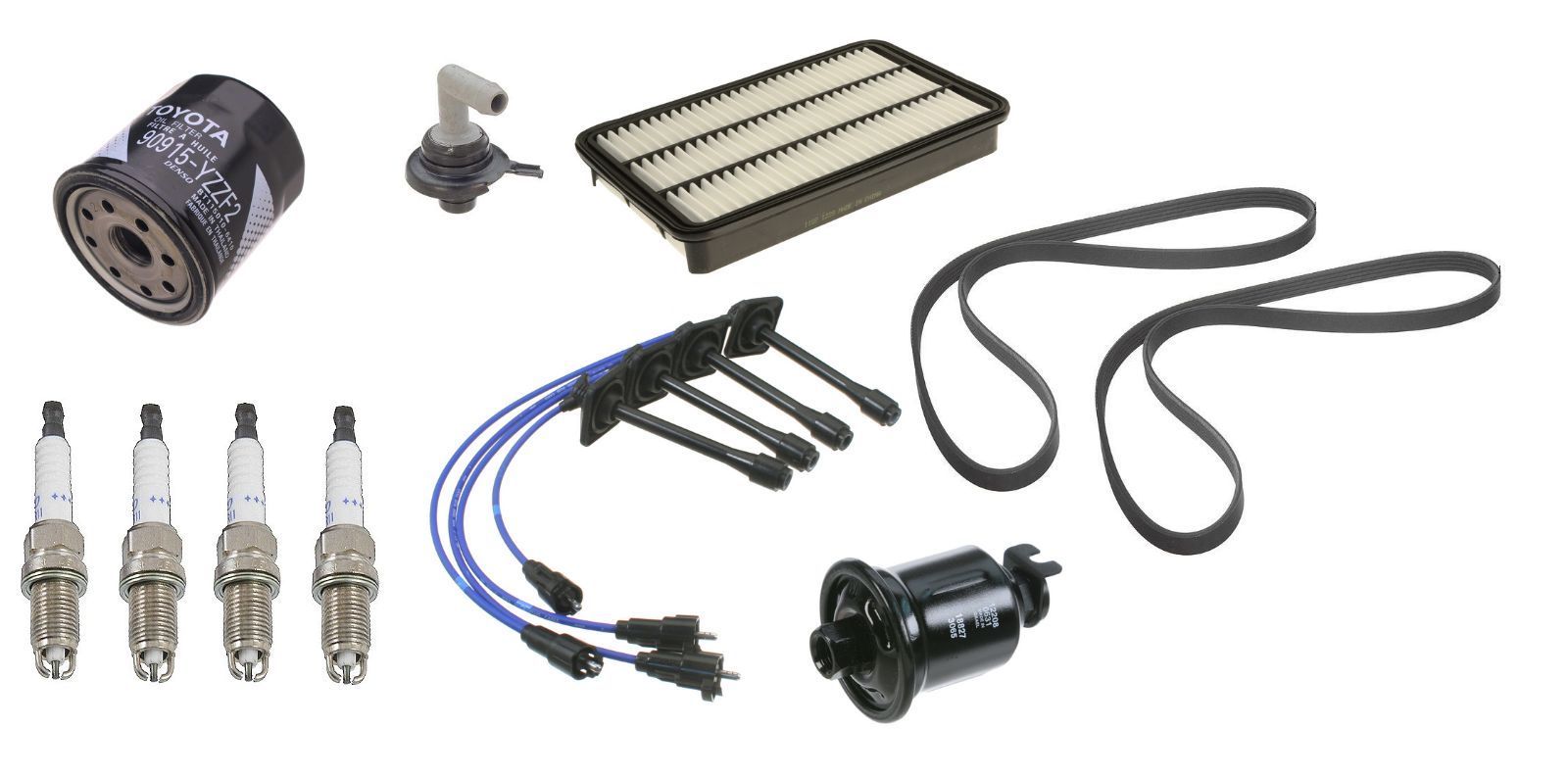 1999-2000 TOYOTA RAV4 2.0L TUNE UP KIT WITH A/C Air Oil Fuel Filter Wire Set