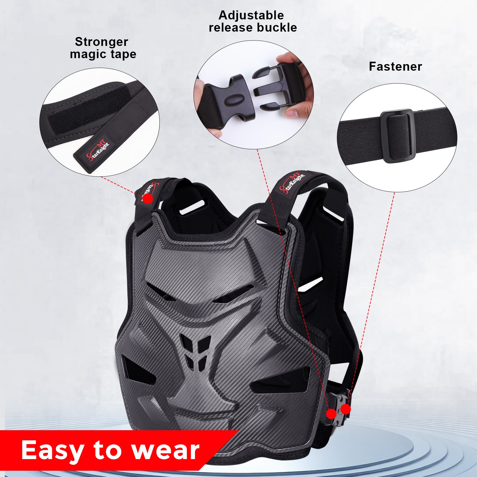 Adult Motocross Chest Protector Lightweight Adjustable Armor for Riding & Sports