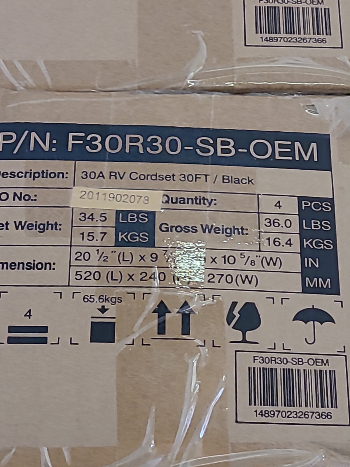 OEM Furrion 30 Amp 30ft Smart Cord F30R30-SB- 125V RV Camper Not Extension Cord!