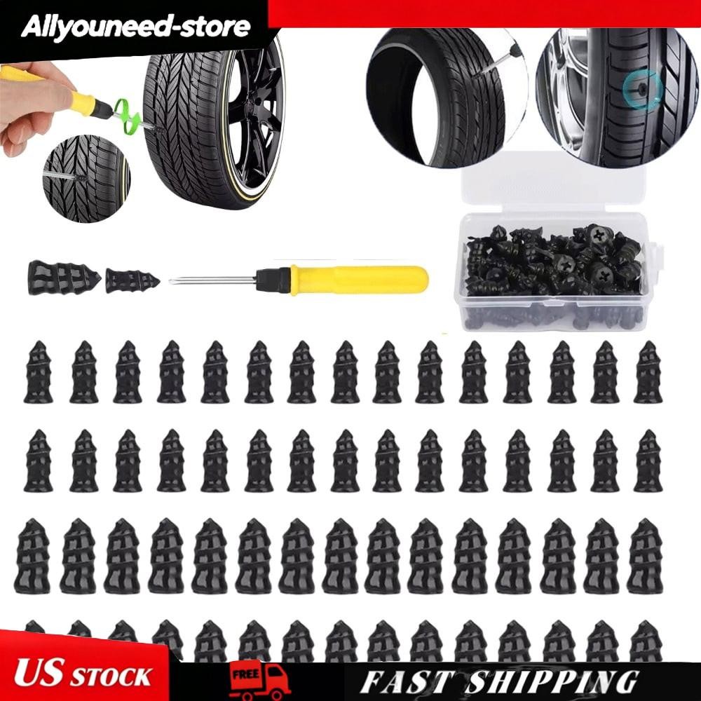 60PCS Car Vacuum Tire Repair Nail Rubber Screw Nails+ Screwdriver Tool Set w/Box