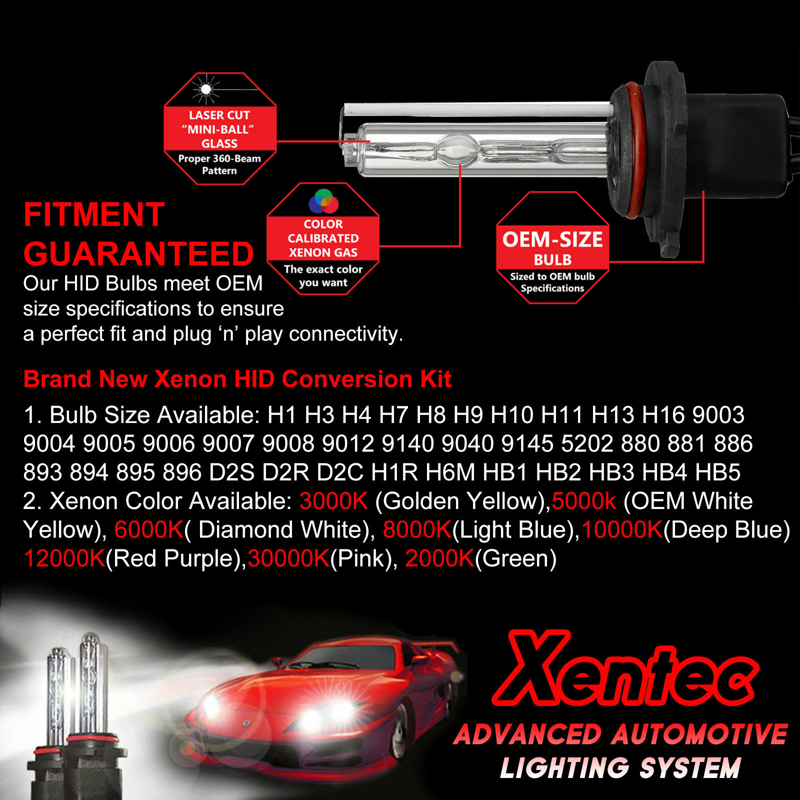 HID Xenon Ballasts 35W Conversion Kit Bulbs For Hb3 9006 H3 H4 H7 H8 H9 H11 H1