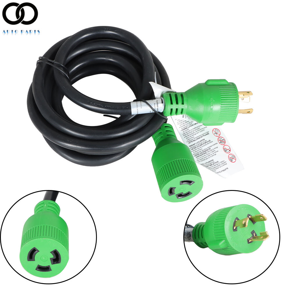 10 FT 30 Amp Generator Extension Cord NEMA L5-30P to L5-30R 3-Prong 125V 3750W