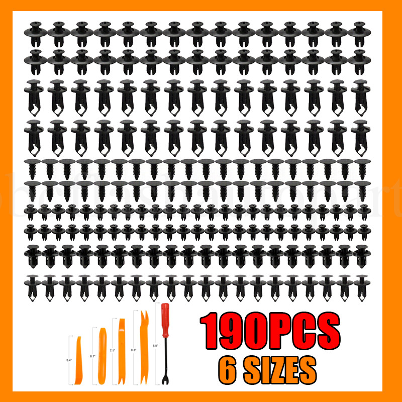 190pcs Car Retainer Auto Fasteners Push Trims Plastic Clips Pin Rivet Bumper Kit