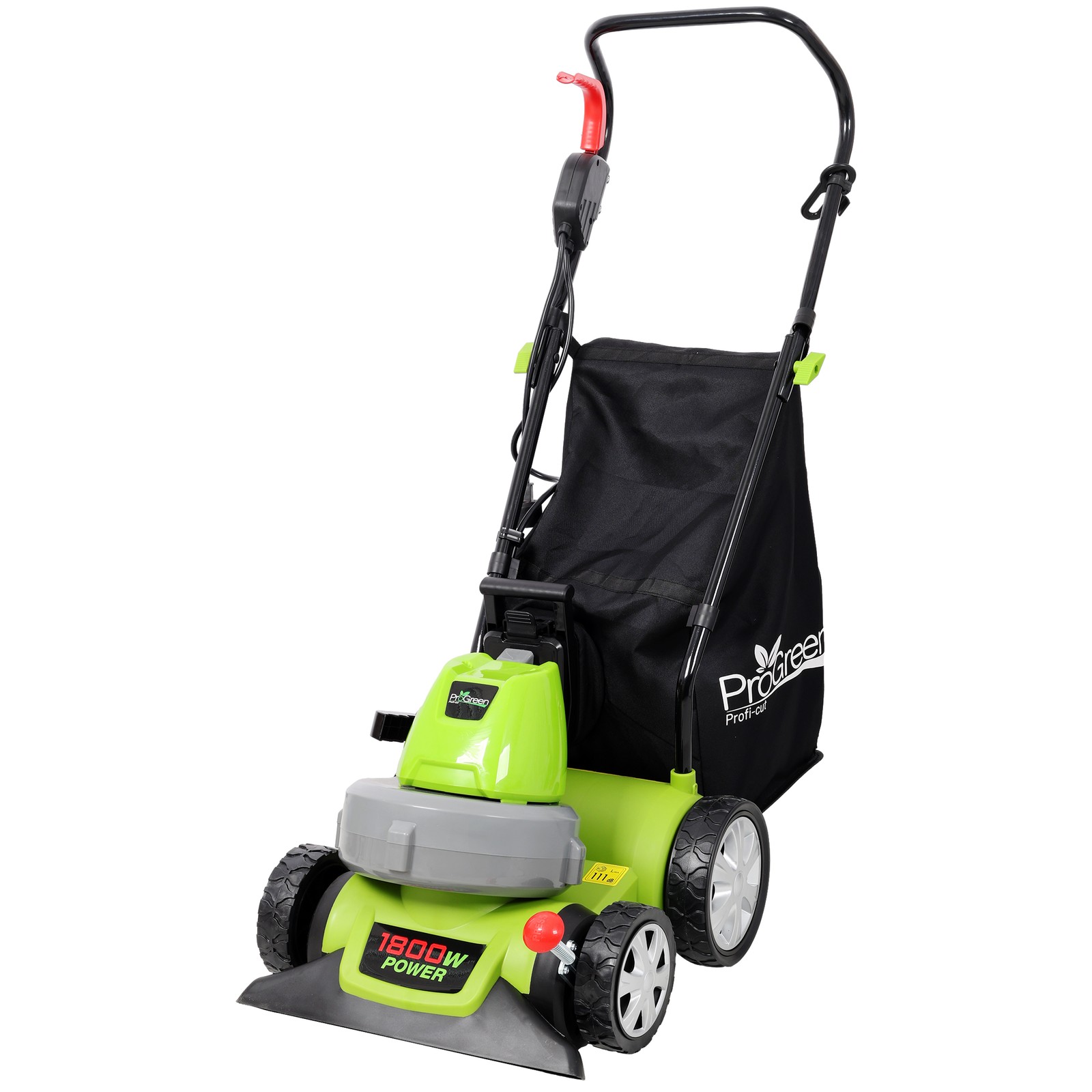 1600W 3-in-1 Leaf Vacuum Blower Mulcher 12 Gal Bag Green