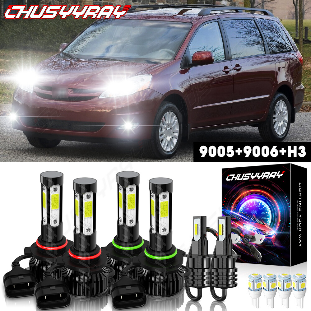 For Toyota Sienna 2004 2005 6x Combo LED Hi/Lo Beam Headlight Fog Light Bulbs