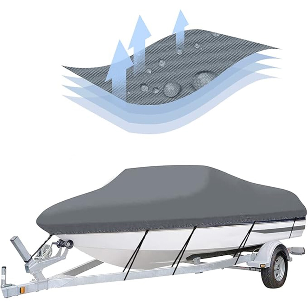 11-13ft Trailerable Heavy Duty Boat Cover Fishing V-Hull Waterproof Marine Dust