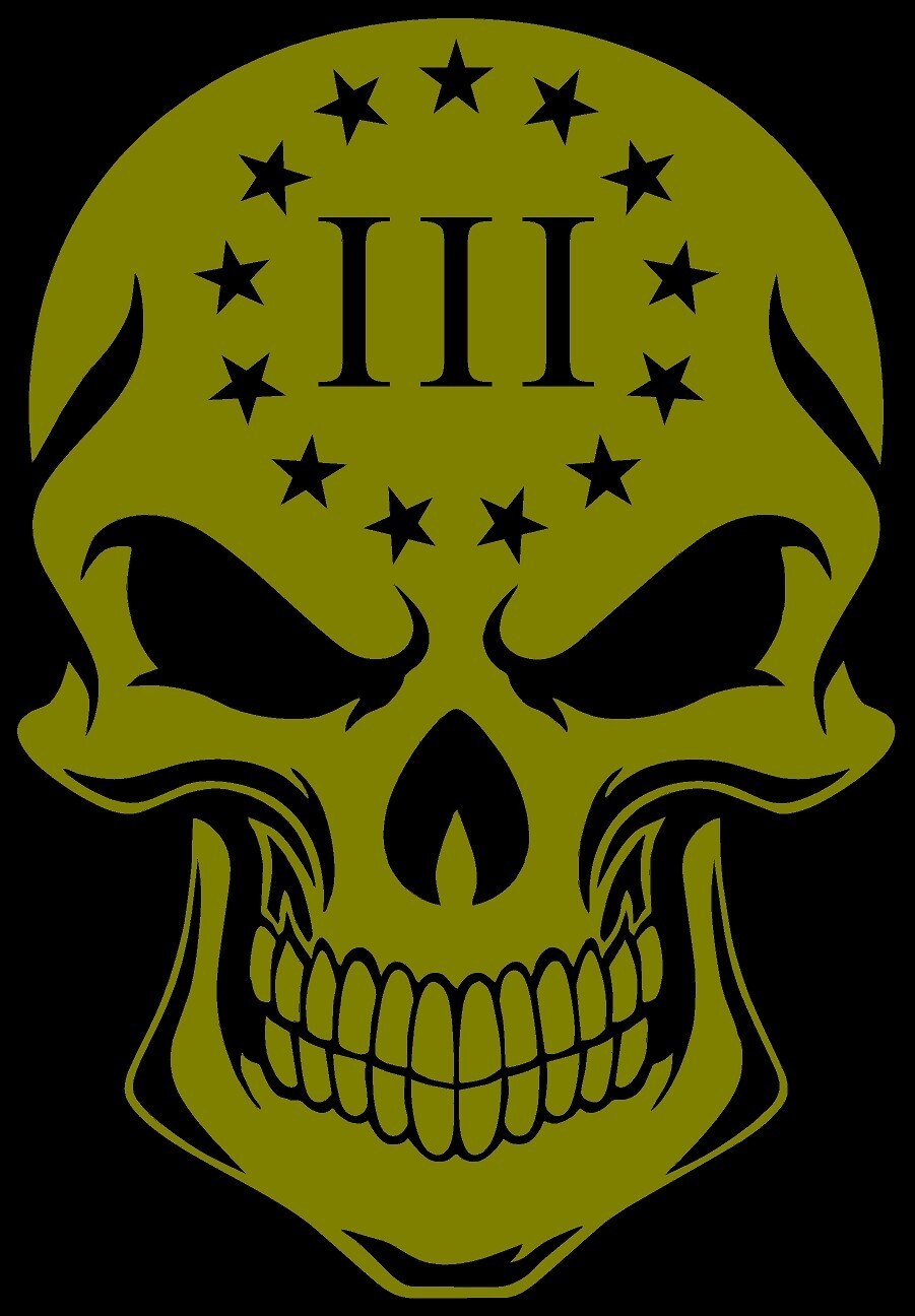 13 Colonies Percenter 3 Logo Solid Skull Vinyl Decal Multiple Colors and Sizes