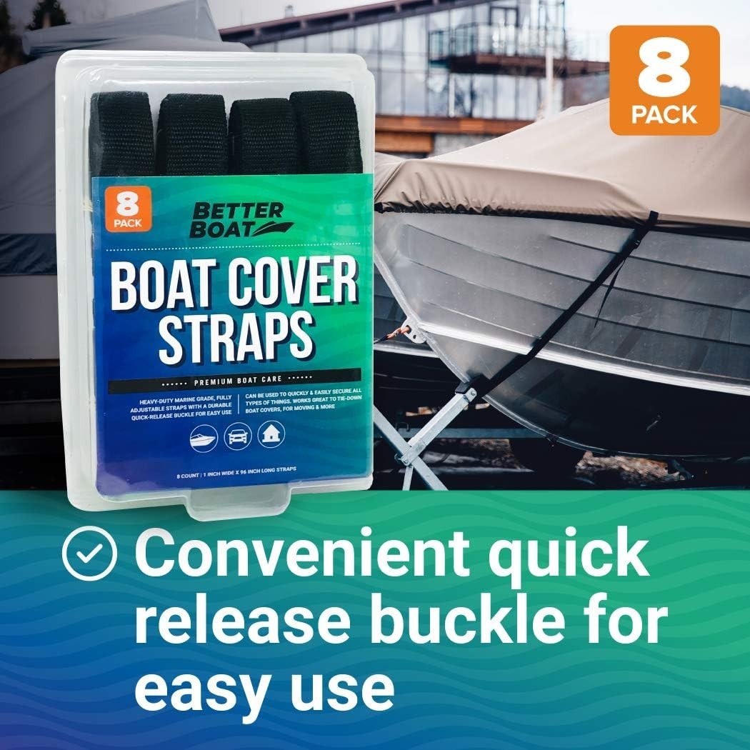 Reliable 8 Pack Nylon Utility Straps – 1″ x 96″ with Quick Release Buckles