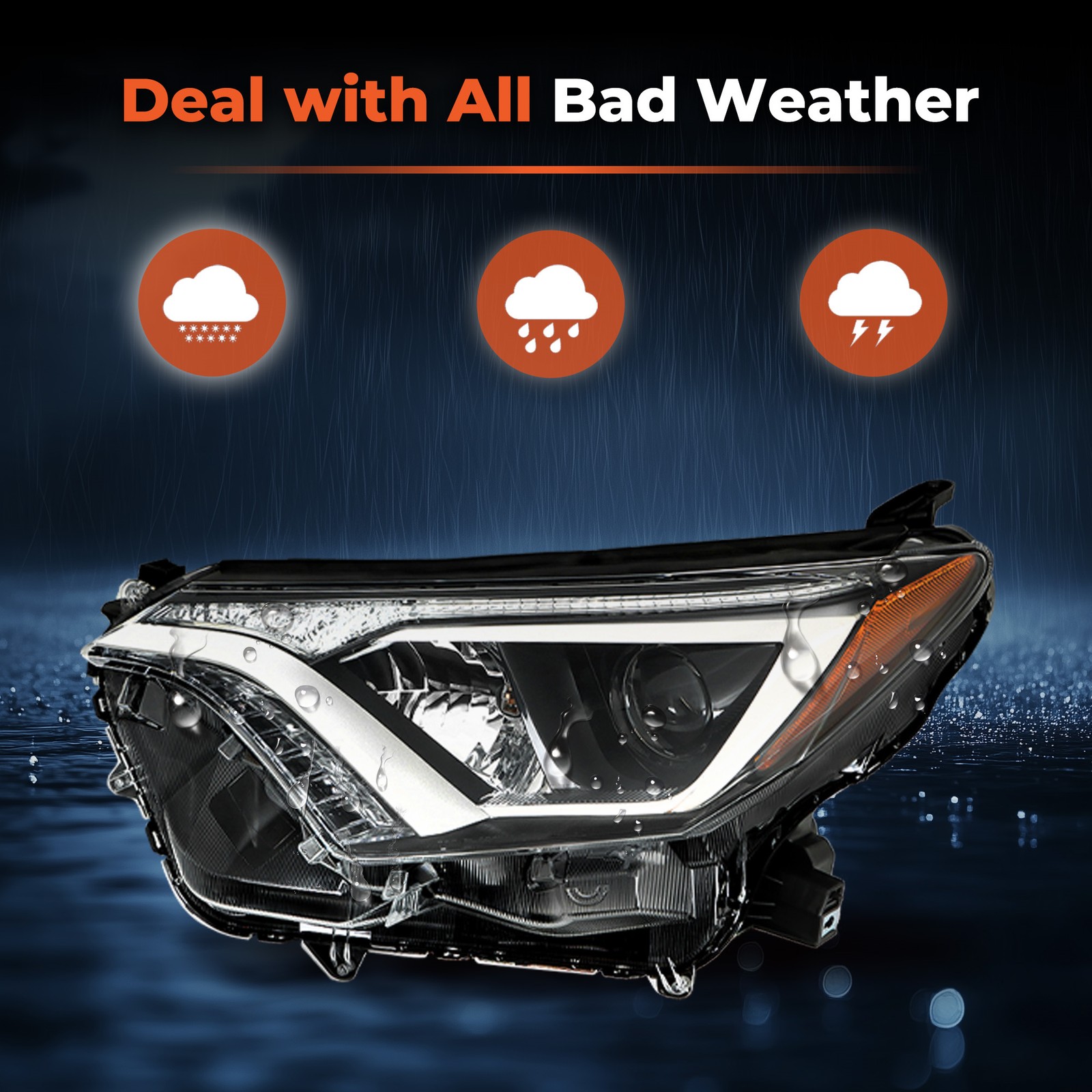 Labwork Left&Right Headlights For 2016-2018 Toyota Rav4 Halogen Tube Projector