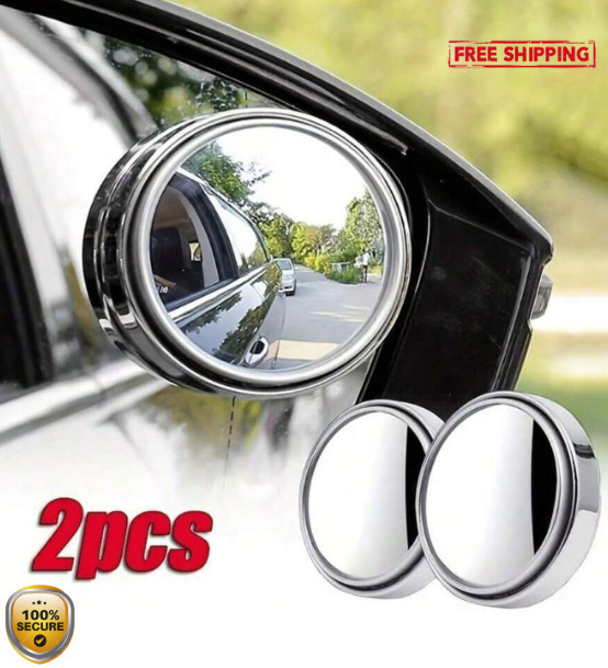 2pcs 360° Adjustable Blind Spot Mirrors – HD Glass for Car Rear View – NEW