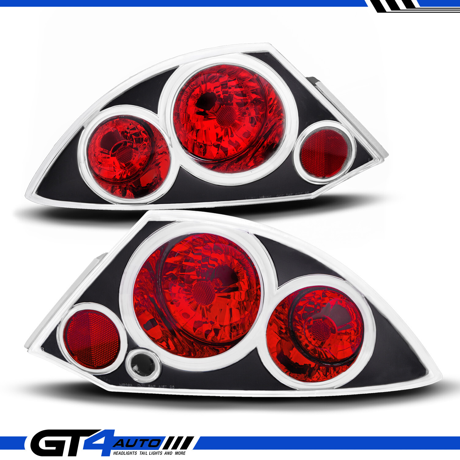 2000-2005 Mitsubishi Eclipse Euro Style Black Replacement Brake Tail lights Pair