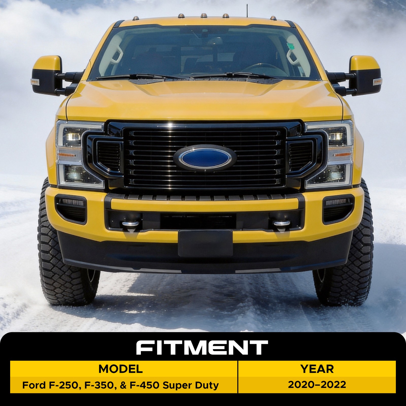 Front Bumper Grille Gloss Black For 2020-22 Ford F-250 F-350 F-450 Super Duty