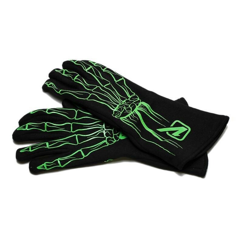 Velocita 115 Safety Driving Gloves Racing 2 Layer Skeleton SFI 5 Green XX-Small