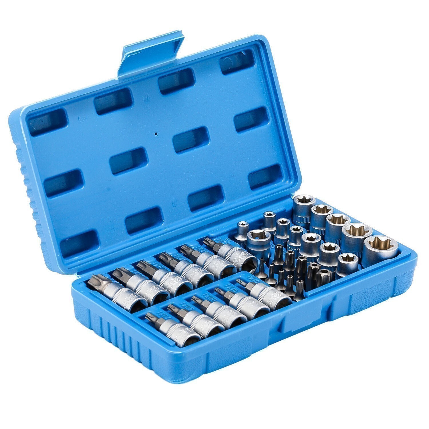 Drive Male Female Torx Star Bit Socket E-Socket Set Handheld Tool 34Pcs For Car