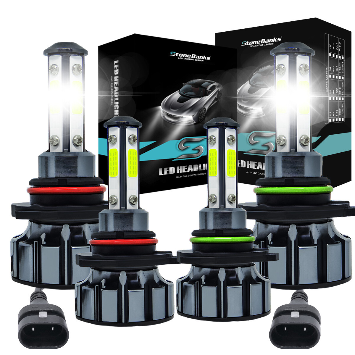 9006 9005 LED Headlight KIT Combo Bulbs 10000K High Low Beam Super Bright White