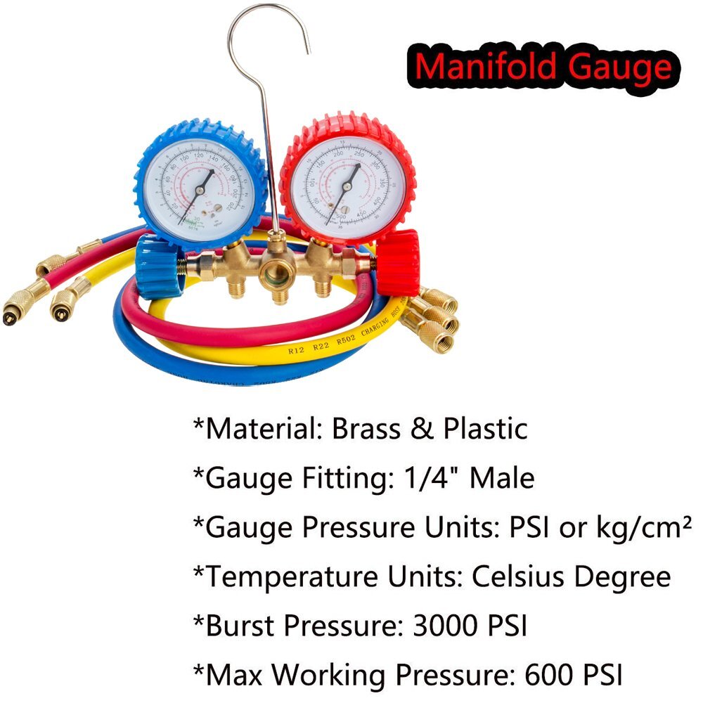 AC Diagnostic Manifold Freon Gauge Set for Aircondition Charging Refrigeration