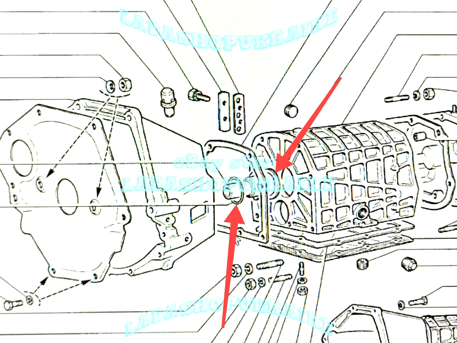 Anillo de retención + sello de caja de cambios LADA Retaining ring gearbox seal