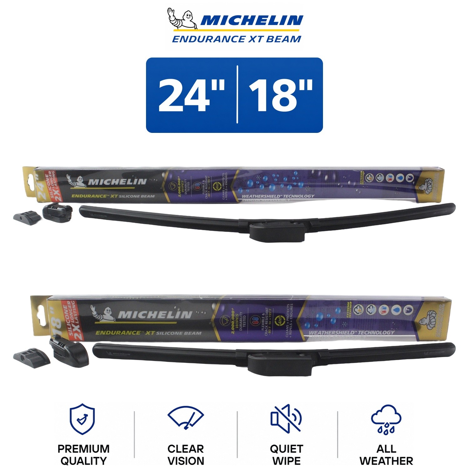 Michelin Endurance XT Beam 24″/18″ Wiper Blade Set 2-Pc For Elantra 07-26