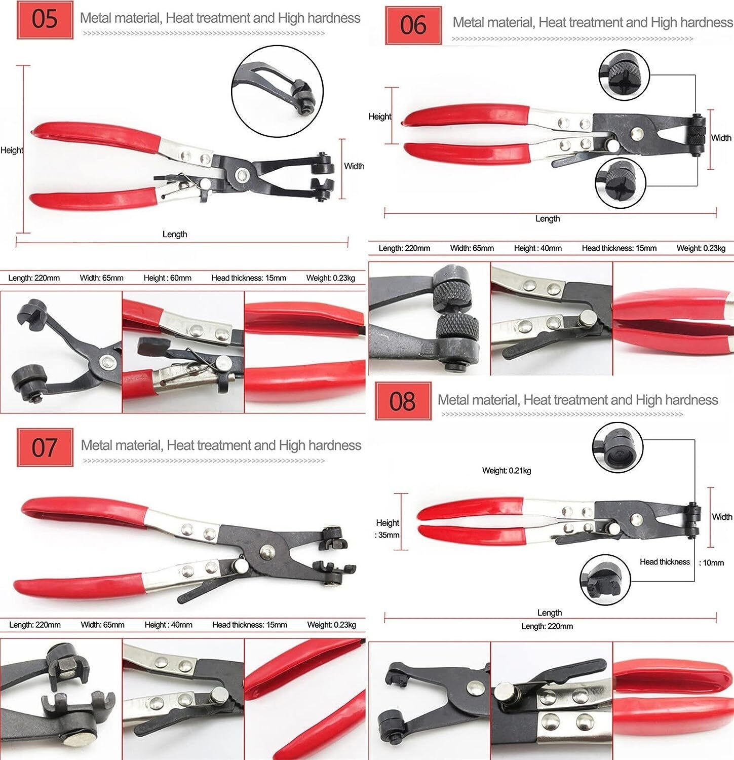10Pc Hose Clamp Clip Remover Pliers Wire Long Reach Kit Fuel Oil Water Hose Tool
