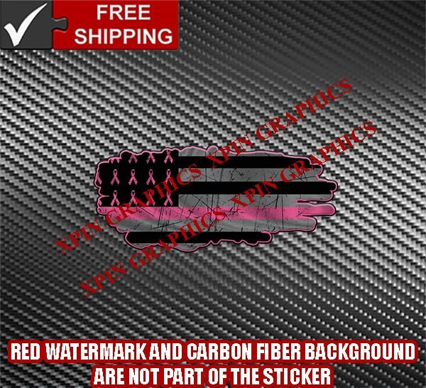 Thin Line Breast Cancer Awareness Fight Flag Pink Vinyl Decal Sticker Ribbon #D