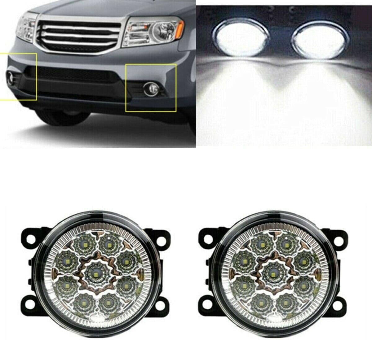 9 LED 36W Fog Lamps For Ford Focus MK2 MK3 C-MAX Transit Tourneo Fiesta Fusion