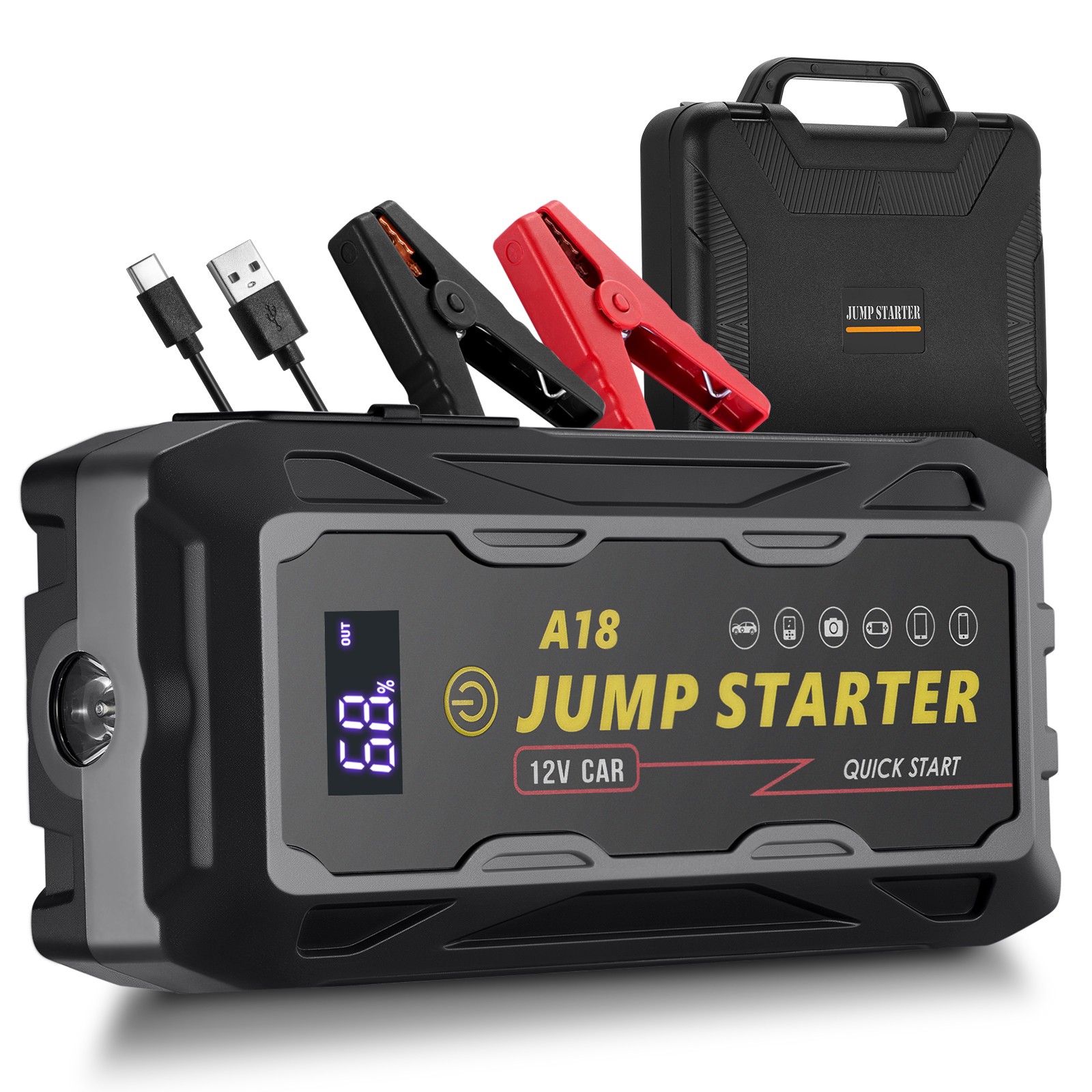 10000mAh 3000A Peak Jump Starter All in One Car Emergency Rescue Device