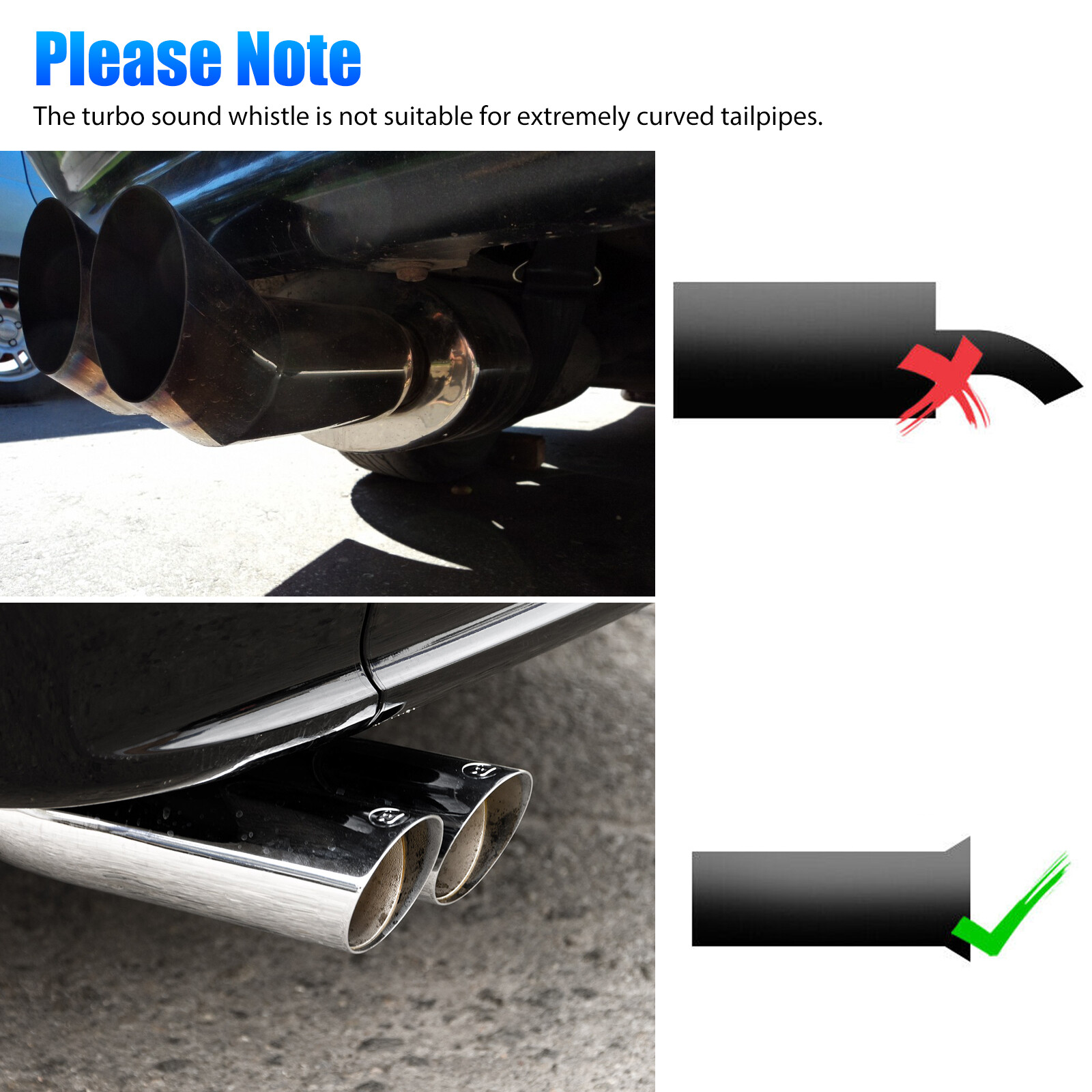 2X Car Turbo Roar Sound Exhaust Whistle Universal Muffler Pipe Adapter