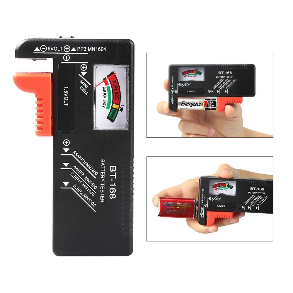 2Pcs Universal Battery Tester Checker for AA AAA C D 9V 1.5V Button Cell Batt…