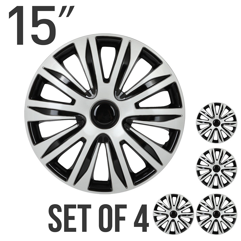 4Pcs 15″ Wheel Covers Snap On Hubcaps Full Hub Caps Fit For R15 Tire & Steel Rim