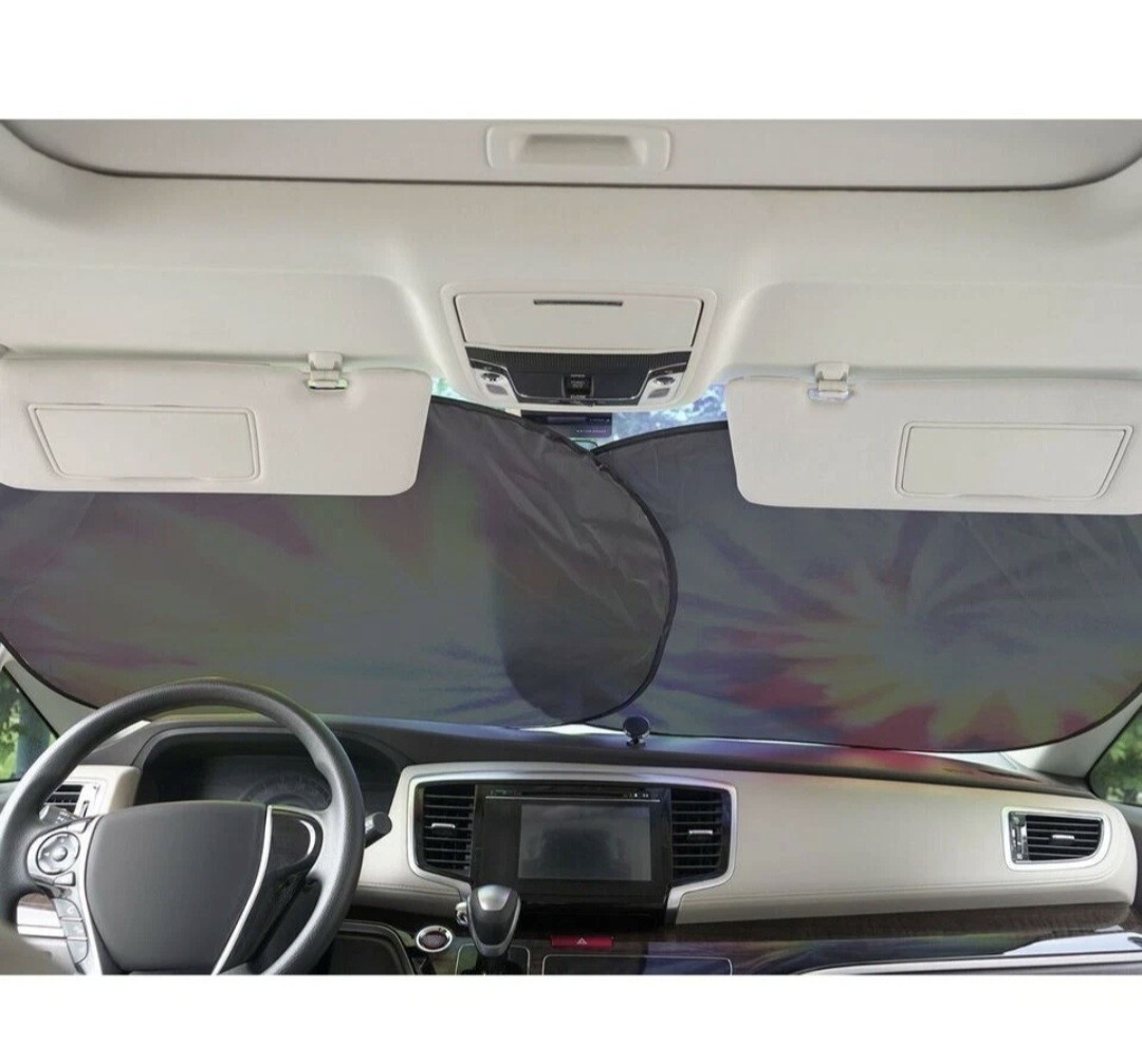 Auto Drive Universal 2 Counts Tie-Dye Windshield Sun Shade 28.5″x31.5″ NEW