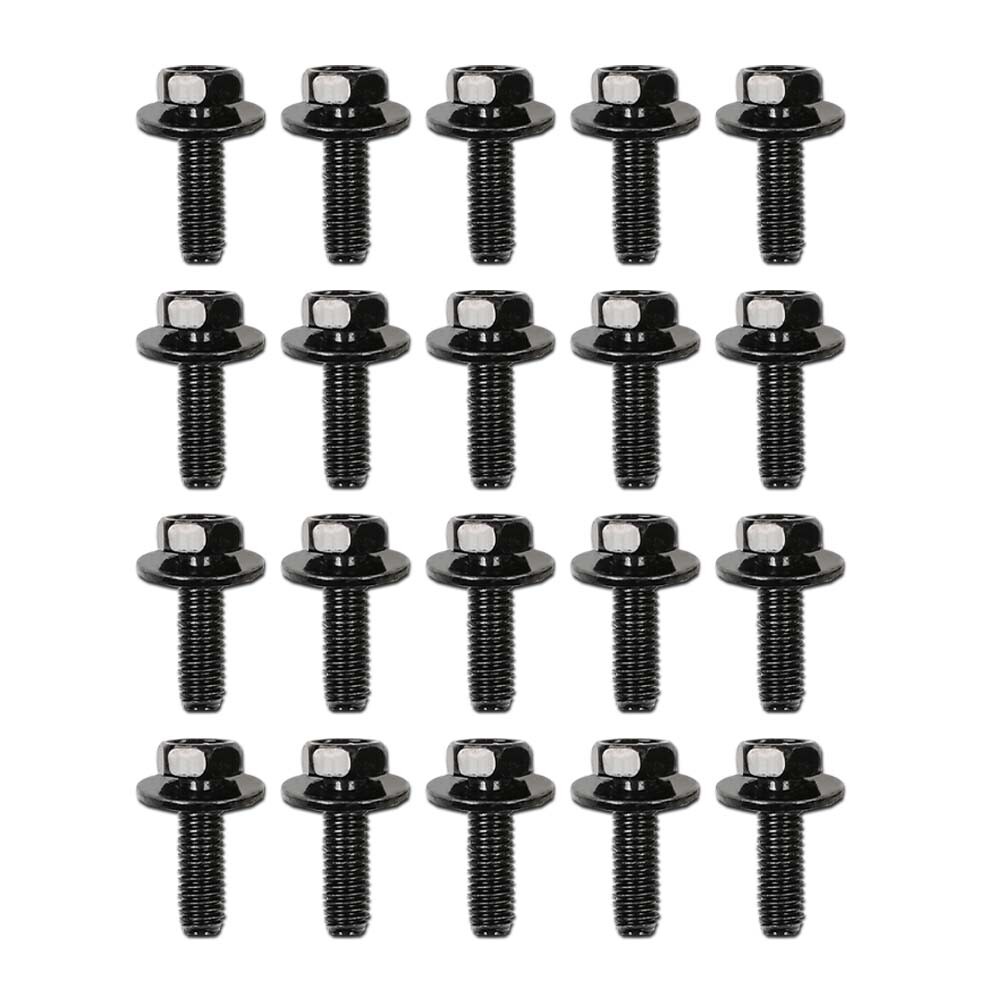 Fit For Honda Body Bolts- M6 1.0 x 20mm Long- 10mm Hex- 17mm Washer 20 Bolts USA