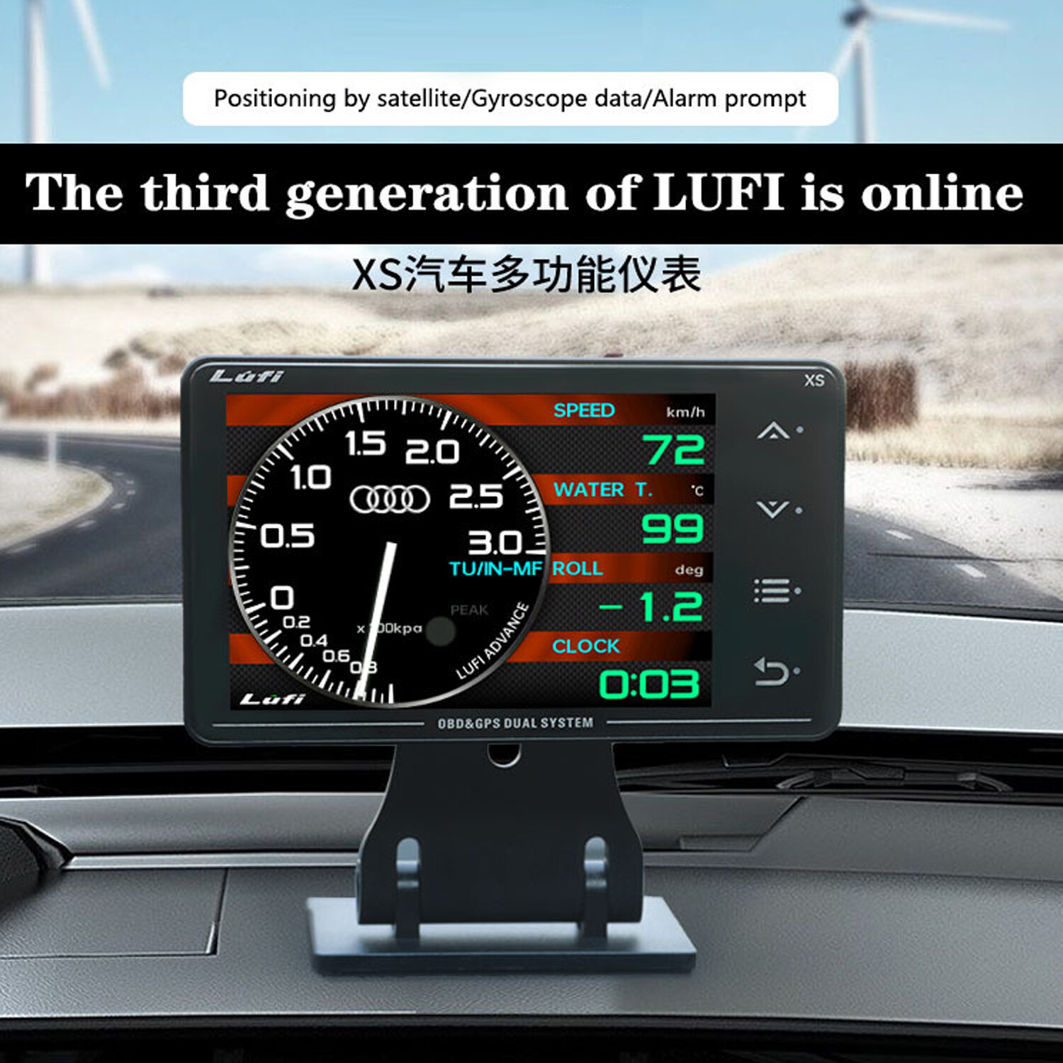 3rd-generation Car Modified Instrument OBD2 Boost gauge GPS Multi-function LCD