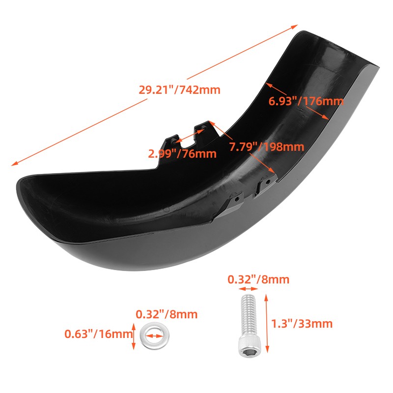 Vivid Black Front Fender For Harley Touring Electra Glide Road King 1989-2013