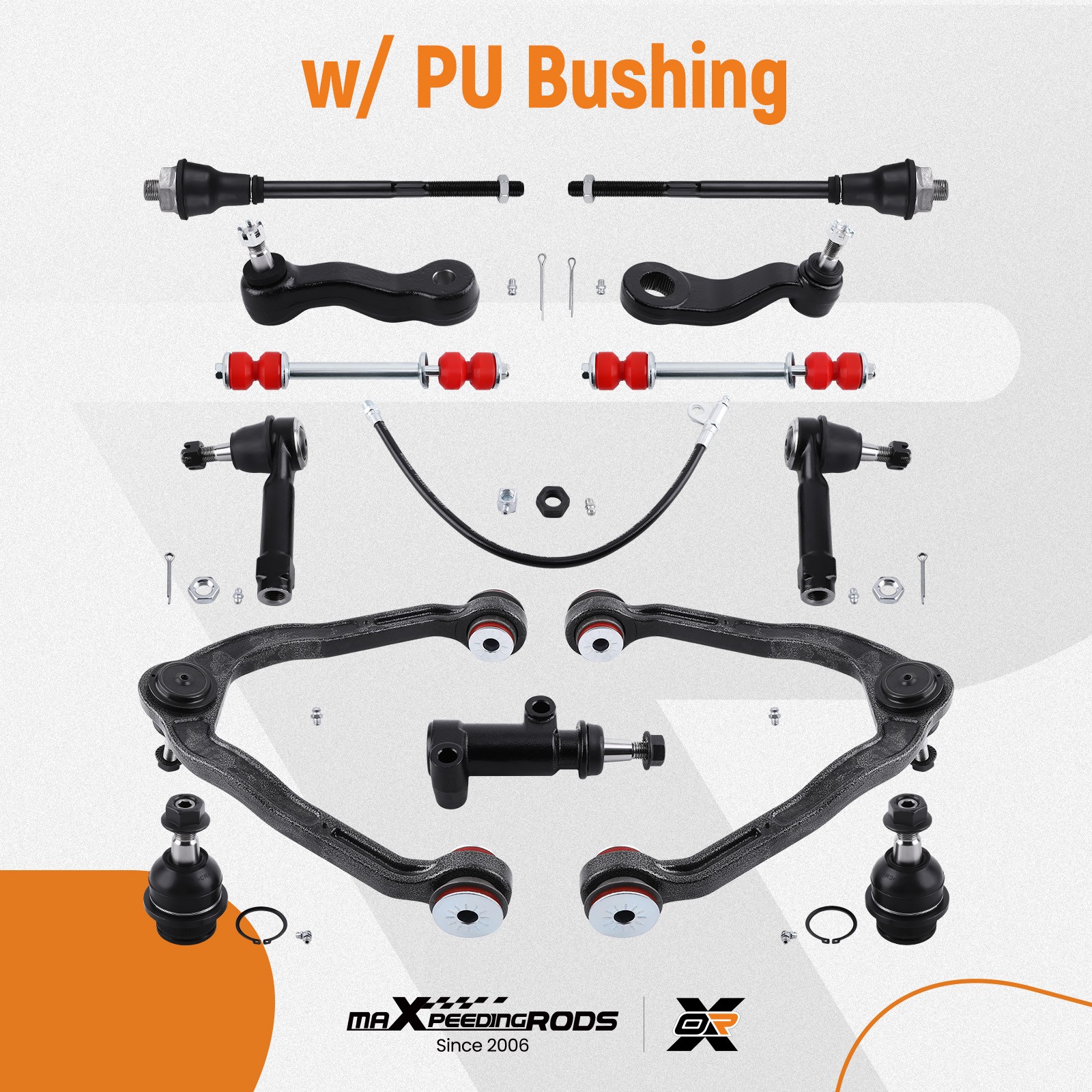 Front Upper Control Arms + PU Bushings For Silverado/Suburban/Sierra 1500 99-06