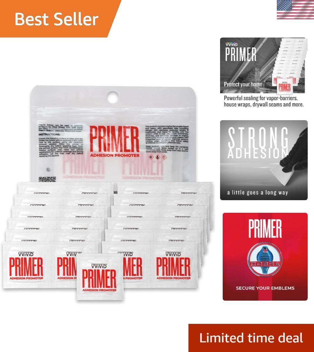 Multi-Surface Adhesive Promoter Wipes – 25 Pack for Quick and Clean Application